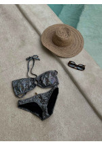 SABINE Holographic black strapless bikini with adjustable straps