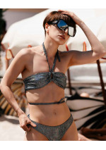 SABINE Holografische zwarte strapless bikini met verstelbare bandjes